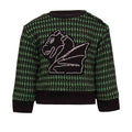 Black and green pied de poule Baby Sweatshirt with Dragon Appliqué