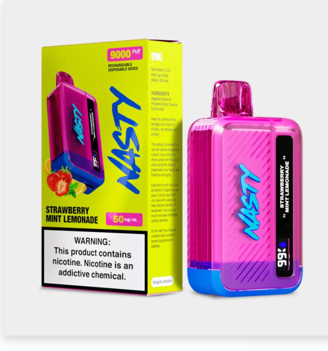 Nasty D9Ki Rechargeable Disposable Vape – Strawberry Mint Lemonade | 9,000 Puffs